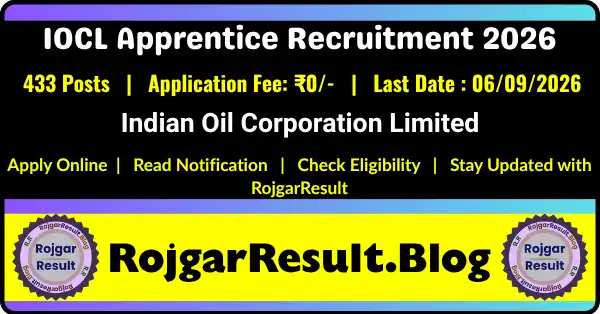 IOCL Marketing Division NR Apprentices Recruitment 2026 for 433 Posts
