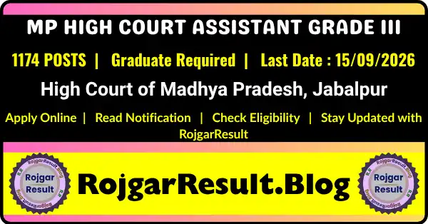 MP High Court Assistant Grade III Recruitment 2026 1174 Posts