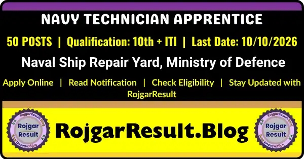 Navy Technician Apprentice Recruitment 2026 for 50 Posts