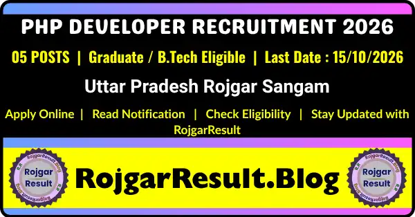 PHP Developer Recruitment 2026 for 05 posts in Uttar Pradesh