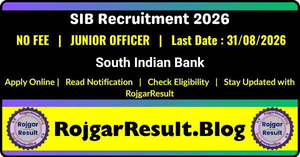 South Indian Bank Junior Officer Recruitment 2026 Online Form
